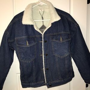 BRAND NEW fleece denim jean jacket